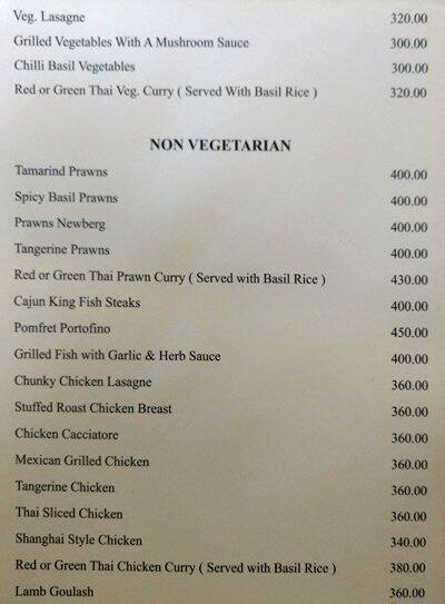 The Terrace Bistro menu