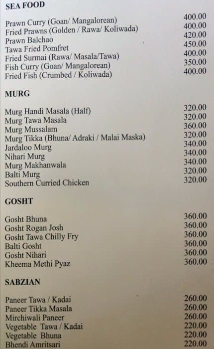 The Terrace Bistro menu