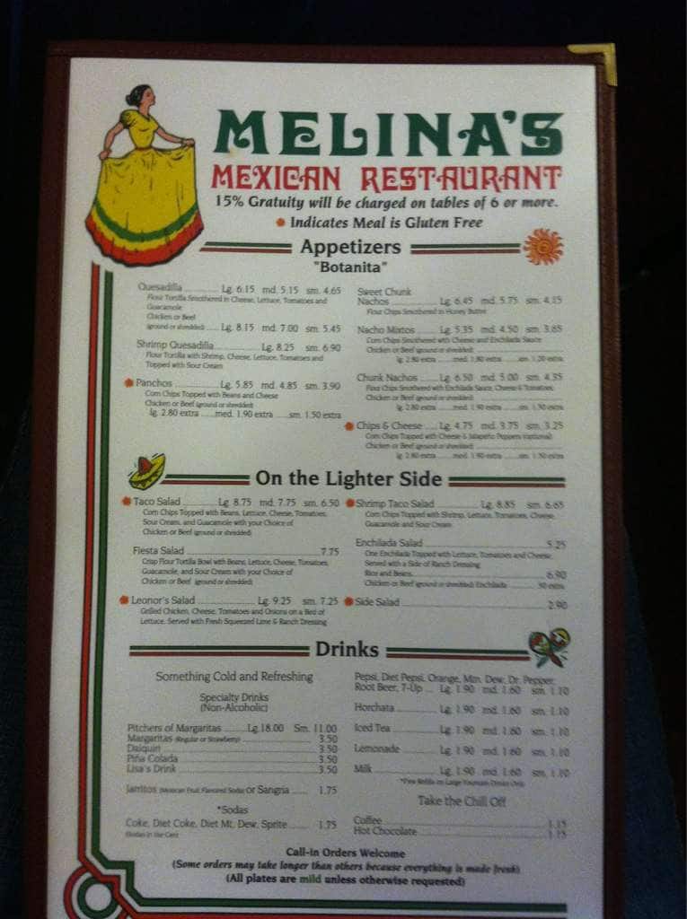 Melinas Mexican Restaurant Menu Urbanspoon Zomato Melinas Mexican Restaurant Blackfoot Menu