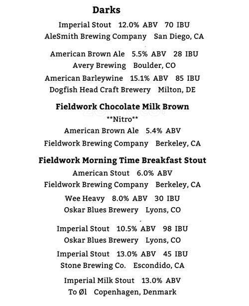 Menu at ISO Beers Beer Bar & Bottle Shop, San Jose