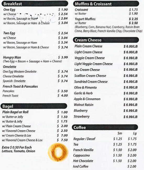 Family Bagels Menu, Menu for Family Bagels, Floral Park, New York City