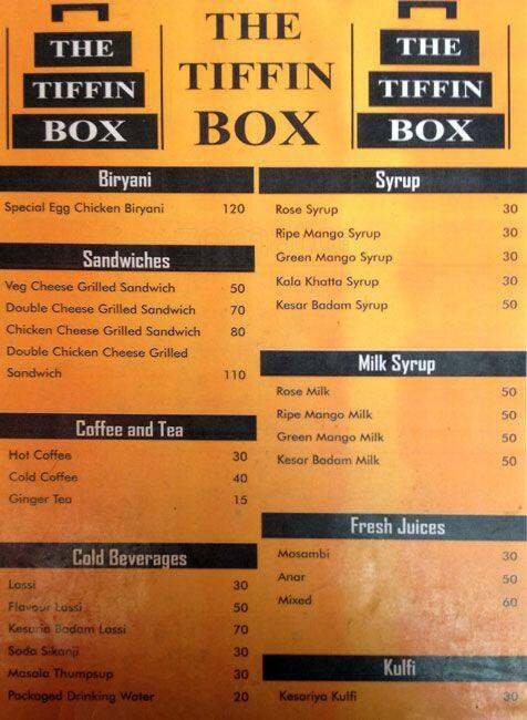 The Tiffin Box Menu Menu For The Tiffin Box New Market Area Kolkata 