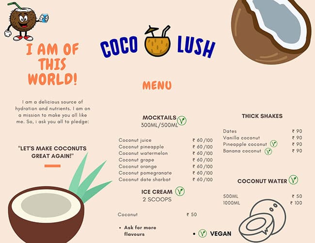 Menu of Coco Lush, Madhapur, Hyderabad