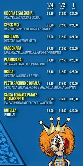 Menu di Mister Teglia 
