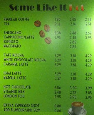 Kahawa Cafe menu