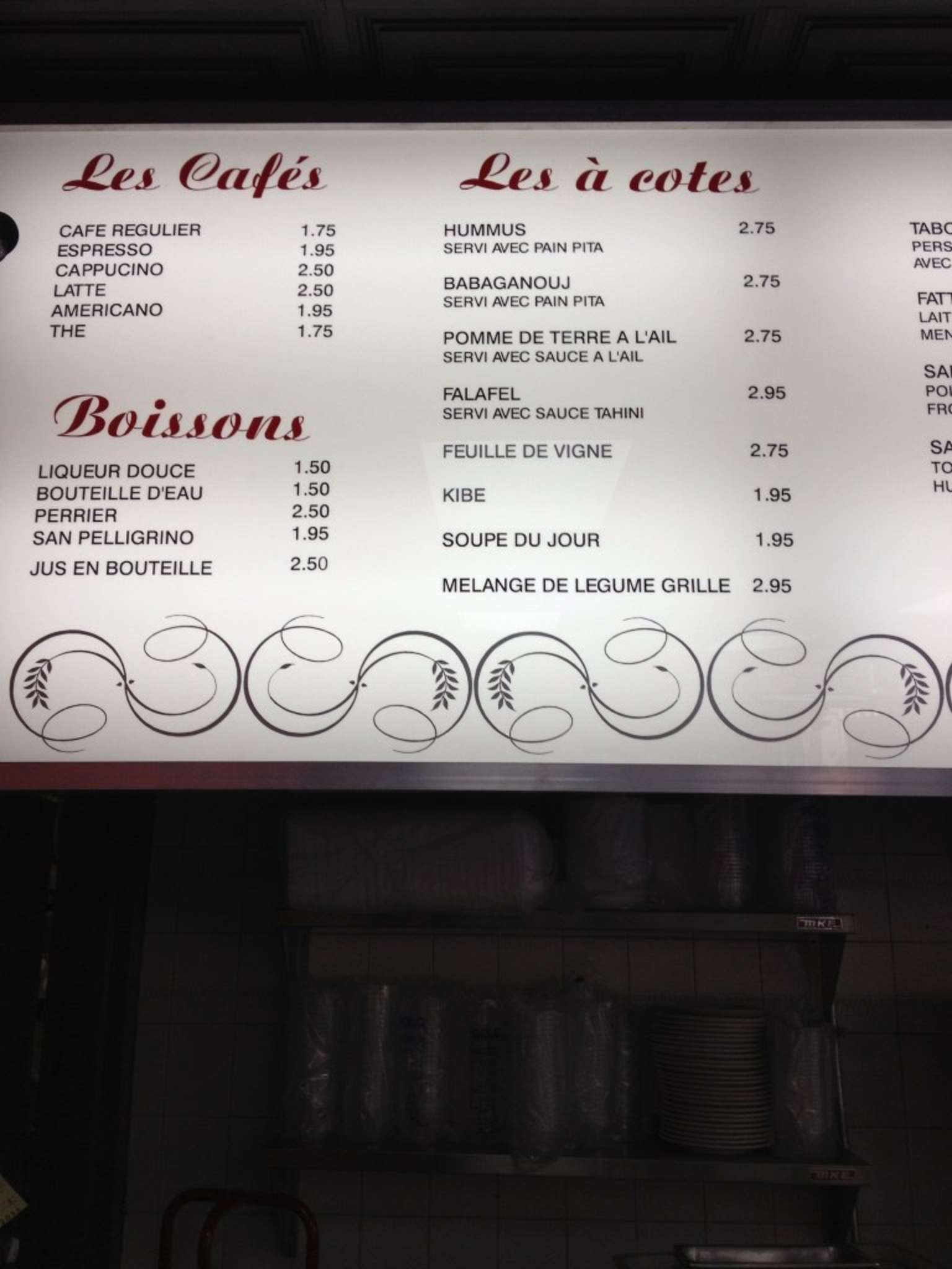 Dahlia's MTL Menu, Menu for Dahlia's MTL, Golden Square Mile, Montreal