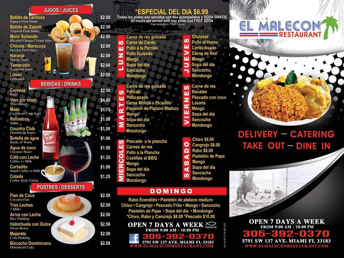 El Malecon Restaurant Menu, Menu for El Malecon Restaurant, Kendall