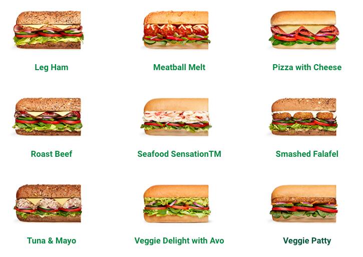Subway меню