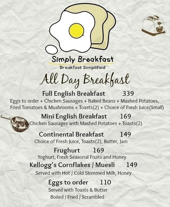  english breakfast menu 