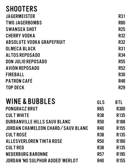 Menu at Hudsons The Burger Joint (Gardens) pub & bar, Cape Town, 69A