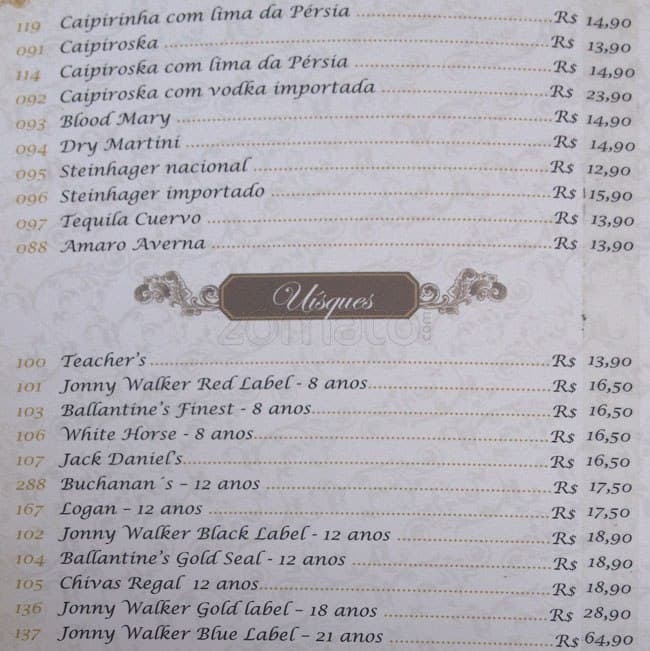 Dom Francisco Restaurant cardápio