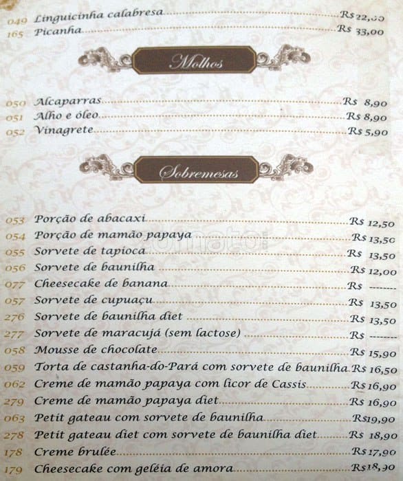 Dom Francisco Restaurant cardápio