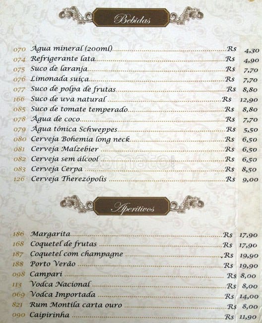 Dom Francisco Restaurant cardápio