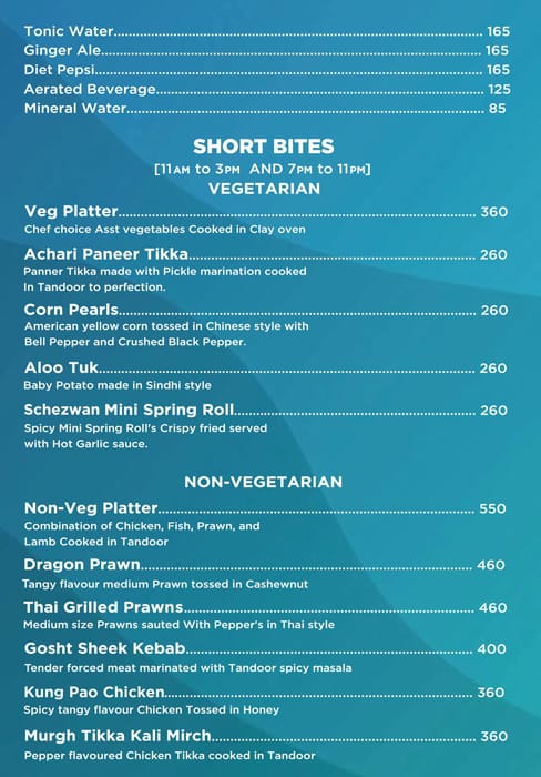 Waves Bar & Lounge menu