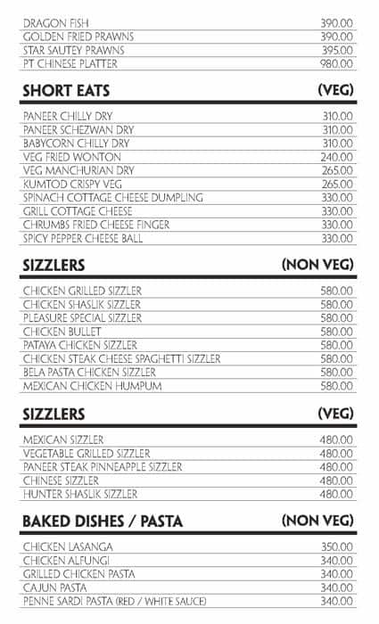 Pleasure Trove menu