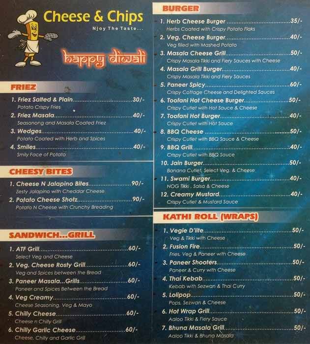 Menu at Cheese & Chips, Ahmedabad, Oxford Tower