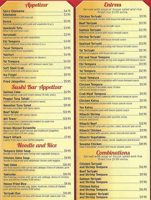 Japanese Grill & Sushi Bar menu Urbanspoon/Zomato