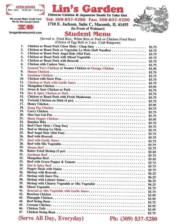 Sesame Garden Menu, Menu for Sesame Garden, Macomb, Macomb ...