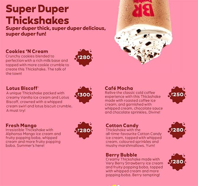 Menu at Baskin Robbins Bakery Junction, Thiruvananthapuram