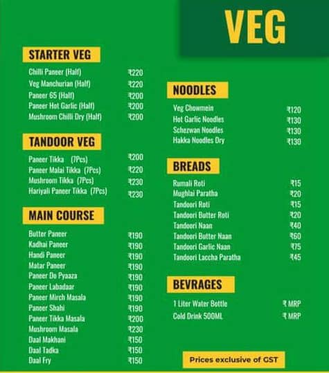 Menu Of Nvp Non Veg Point Gomti Nagar Lucknow