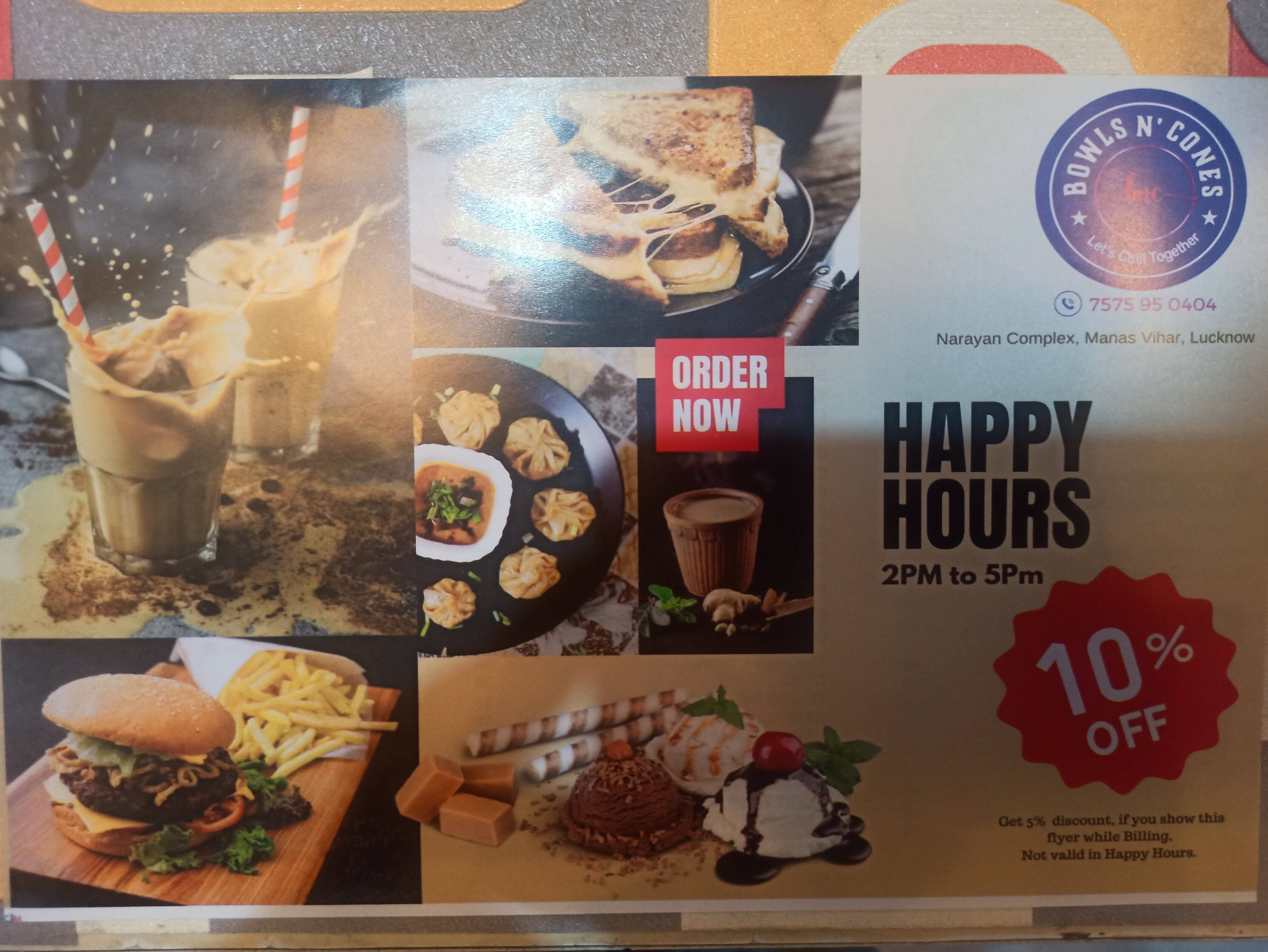 Menu of Bowls N' Cones, Indira Nagar, Lucknow