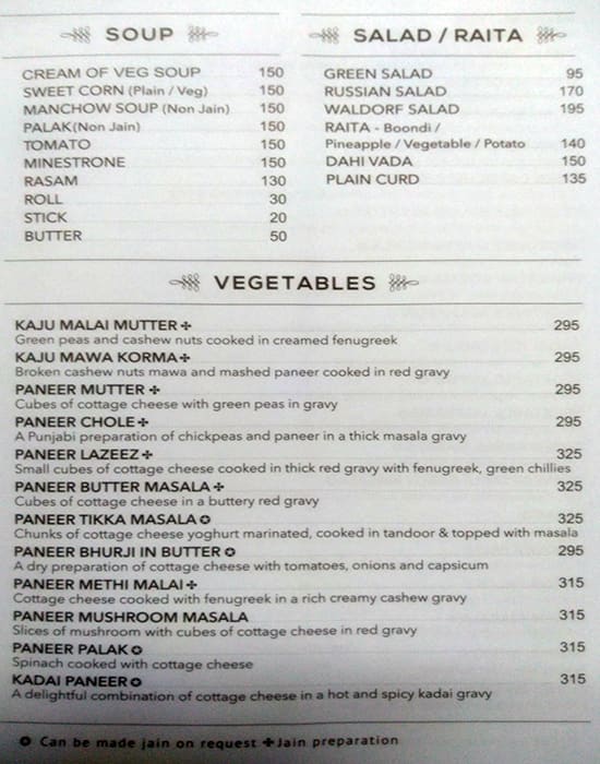 Status Restaurant menu