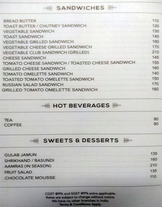 Status Restaurant menu