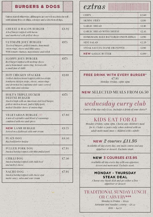 The Woodthorpe menu