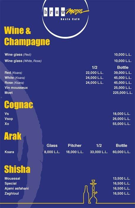 Brew Moon menu