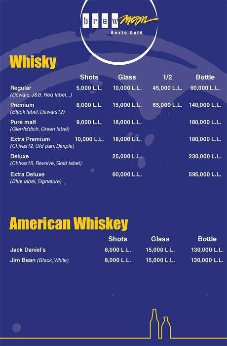 Brew Moon menu