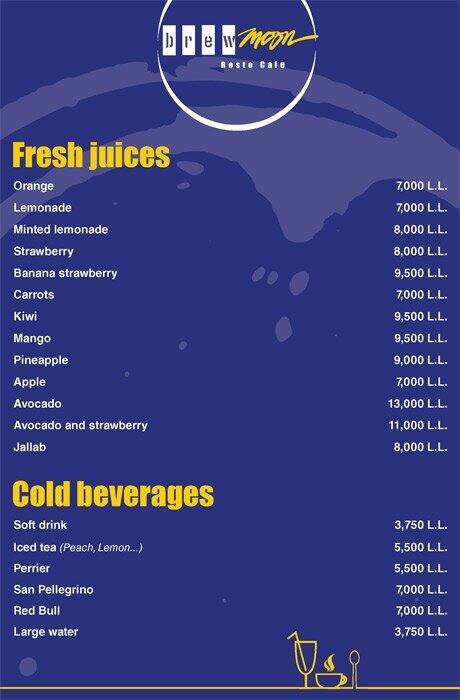 Brew Moon menu