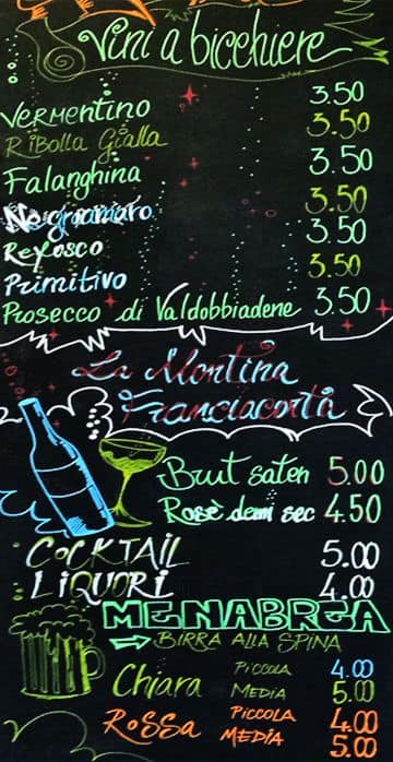 Menu di Caffè Minerva 