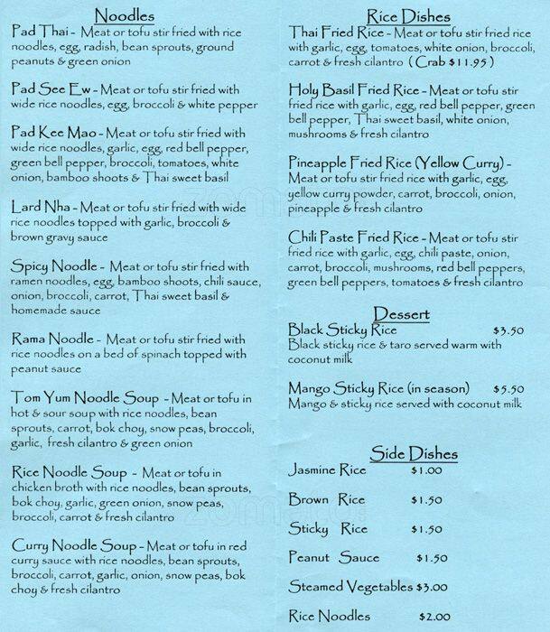 Menu at Ting Tong Thai Cafe, Kent