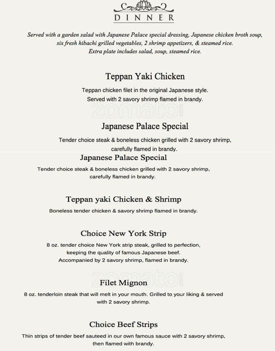 Japanese Palace Menu Menu For Japanese Palace Benbrook Benbrook