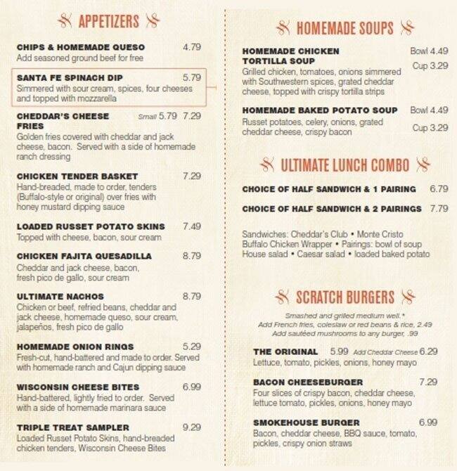Cheddar's Scratch Kitchen a Kansas City, Missouri Foto del Menu con