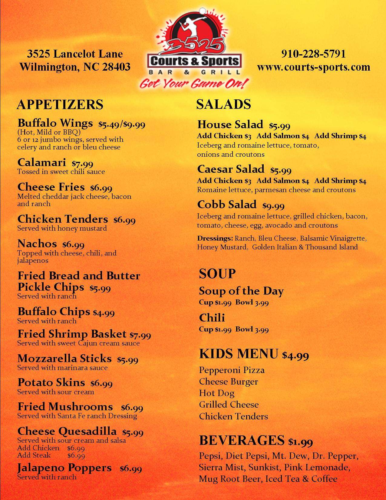 Dig & Dive Menu, Menu for Dig & Dive, Wilmington, Wilmington