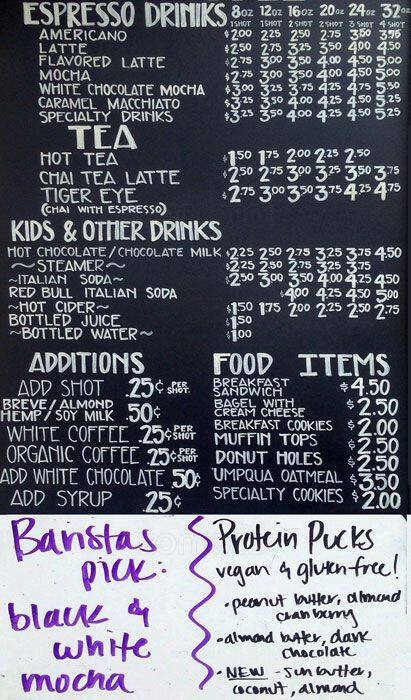 Kemps coffee menu