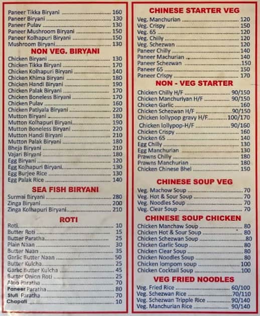Hotel Shashikant menu