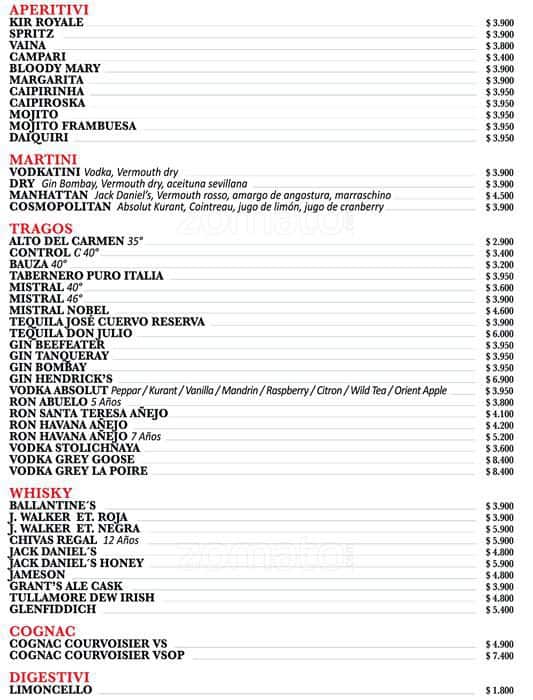 Tiramisu Menu Menu For Tiramisu Las Condes Santiago