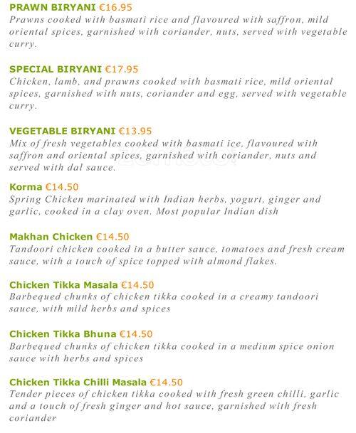 Menu at Chilli Shaker restaurant, Swords
