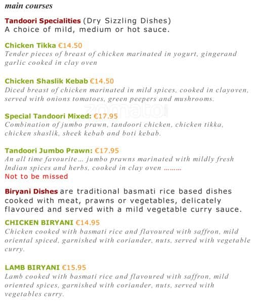 Menu at Chilli Shaker restaurant, Swords