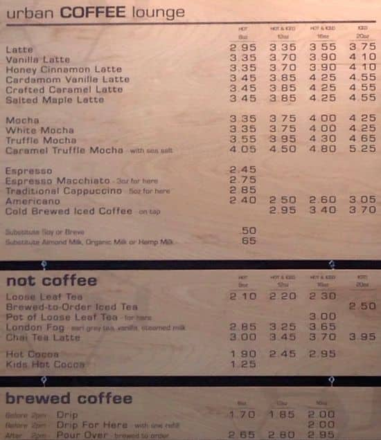 Urban Coffee Lounge Menu, Menu for Urban Coffee Lounge ...