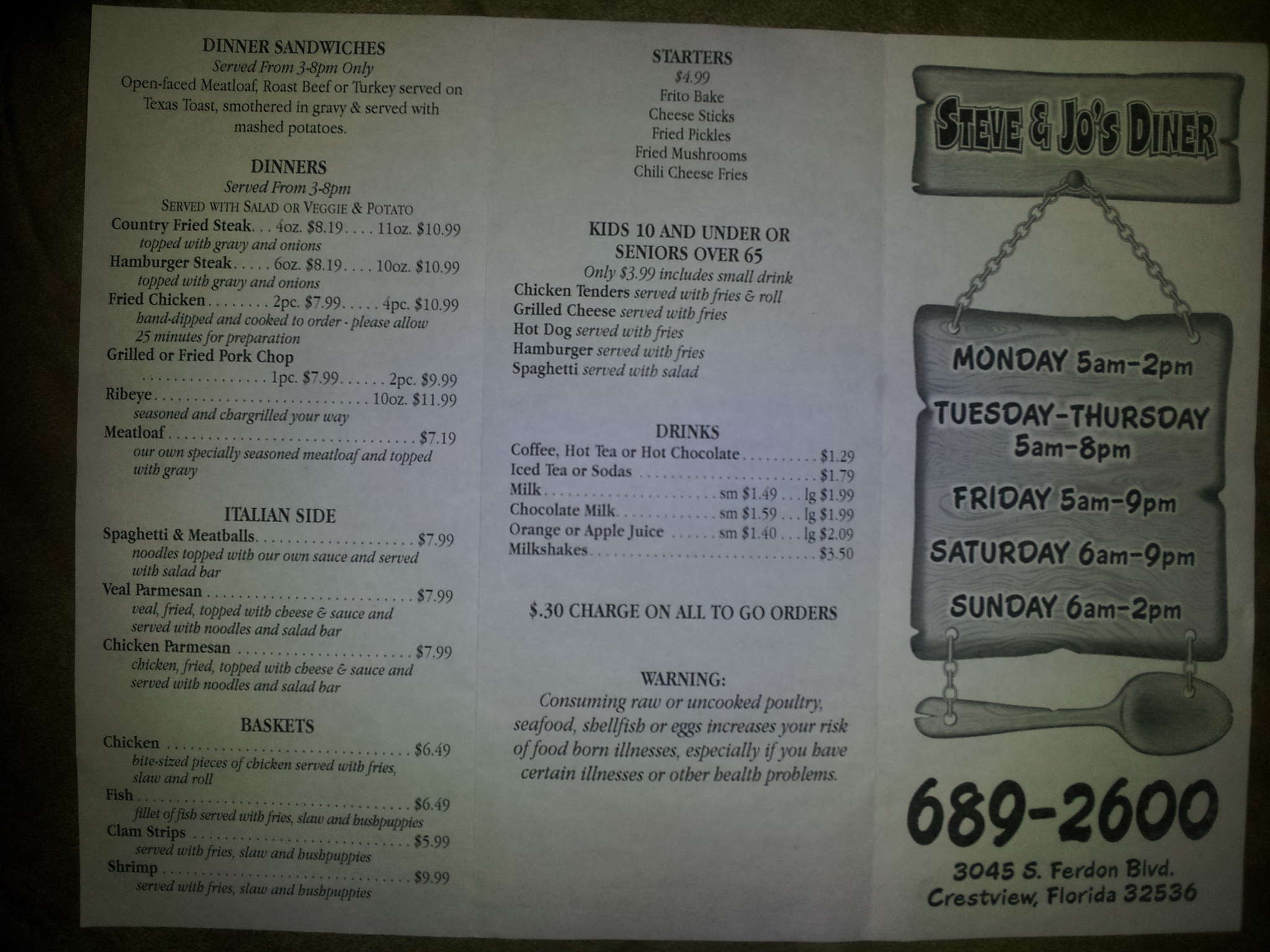 Steve & Jo's Diner Menu Urbanspoon/Zomato