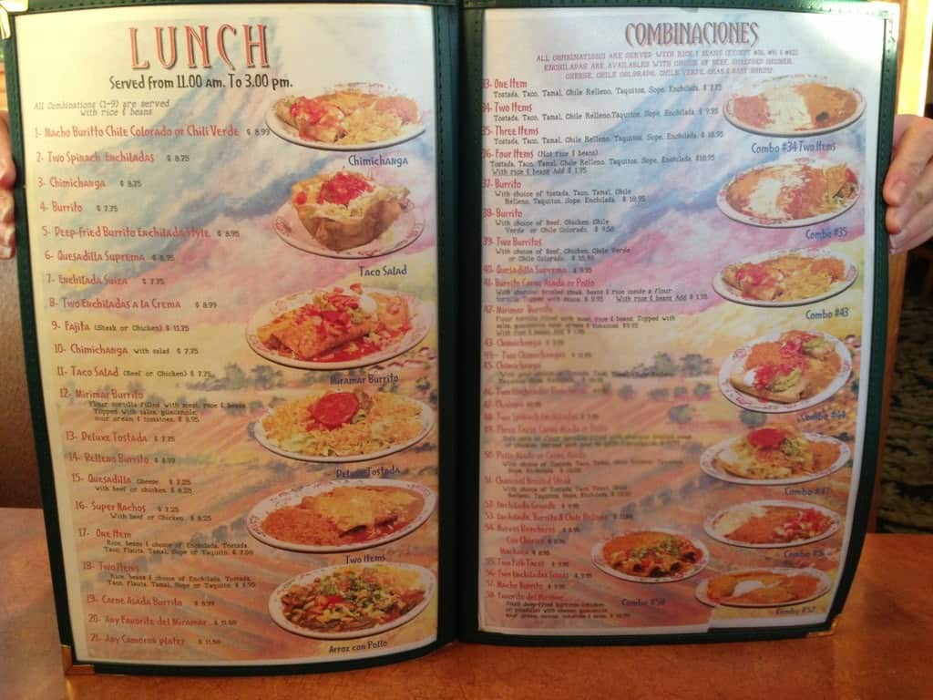 Menu at Miramar Mexican Restaurant, Dallas
