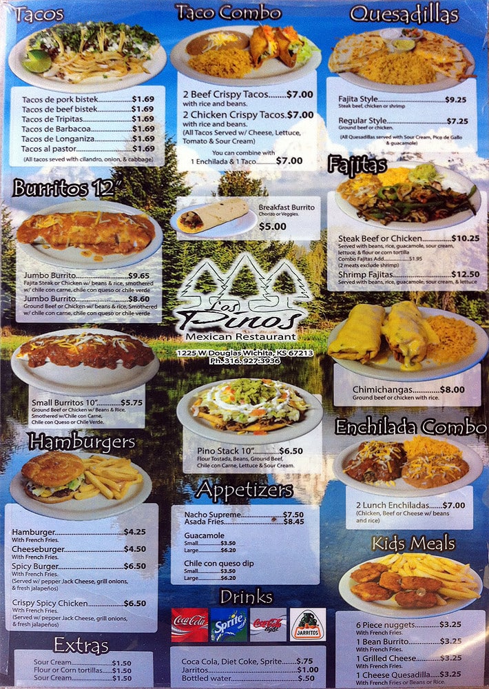 Menu at Los Pinos restaurant, Wichita, W Douglas Ave