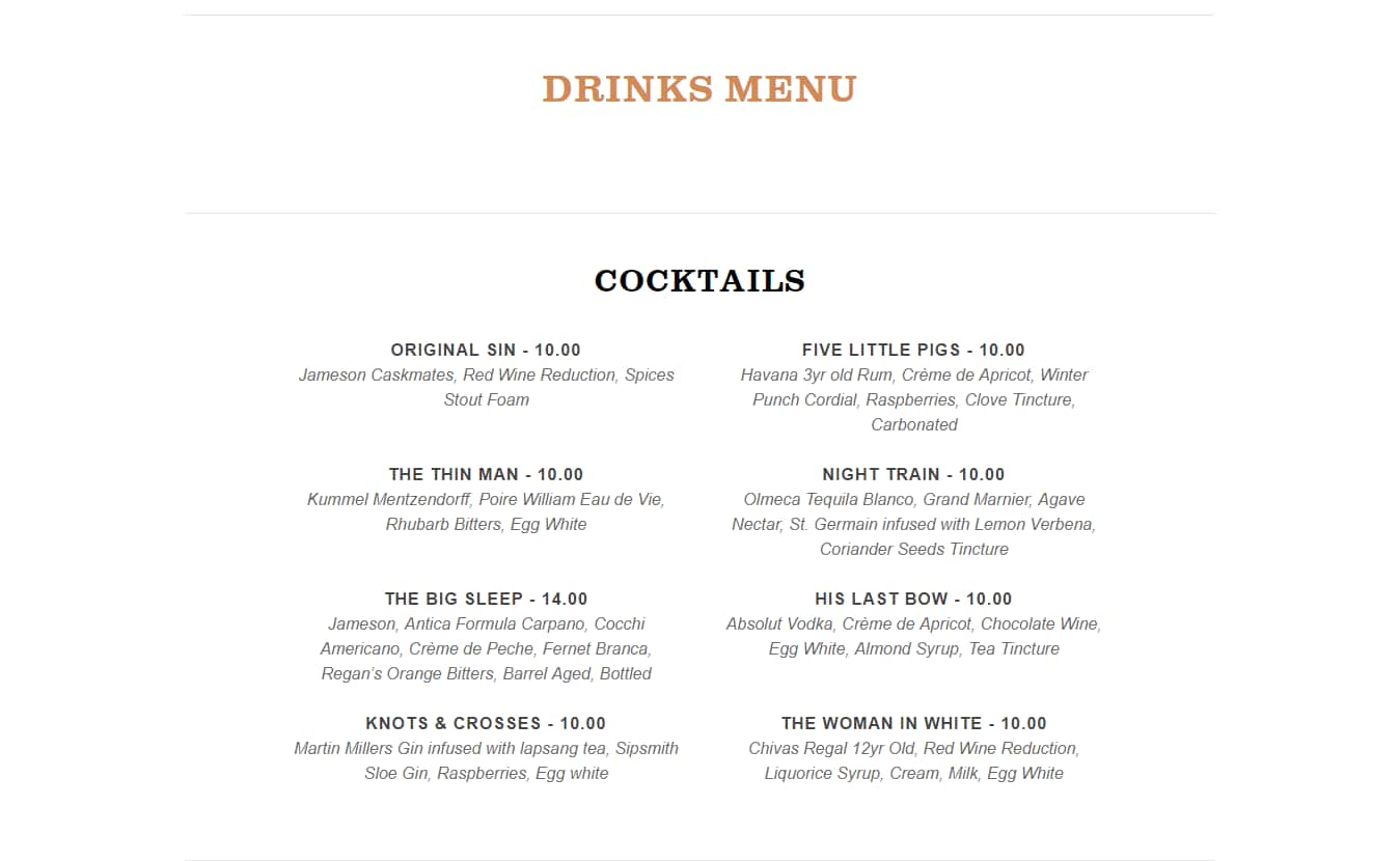 Menu at Smith & Whistle Bar & Terrace, London