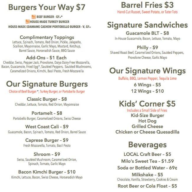 Barrel Burgers Menu, Menu for Barrel Burgers, Huntersville, Charlotte