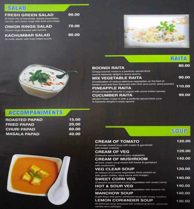 Menu of Hotel President, Sitabuldi, Nagpur