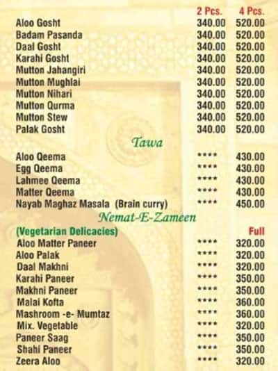 Karim's - best family restaurant in noida menu