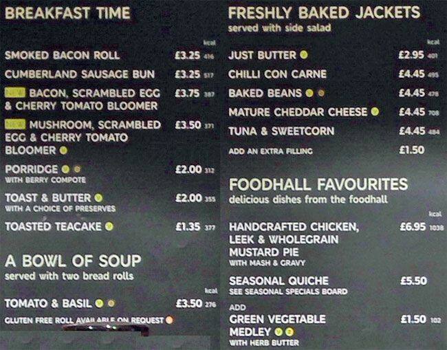Menu At M S Cafe London 458 Oxford Street